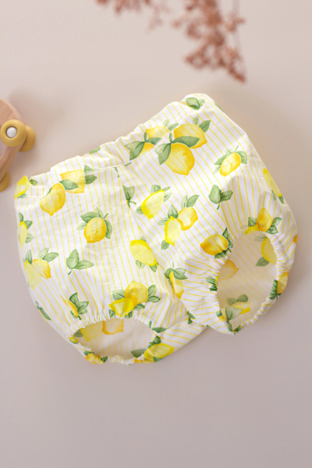 Bloomer bébé popeline citron coton bio 12/18 mois fait main - Passionly Couture
