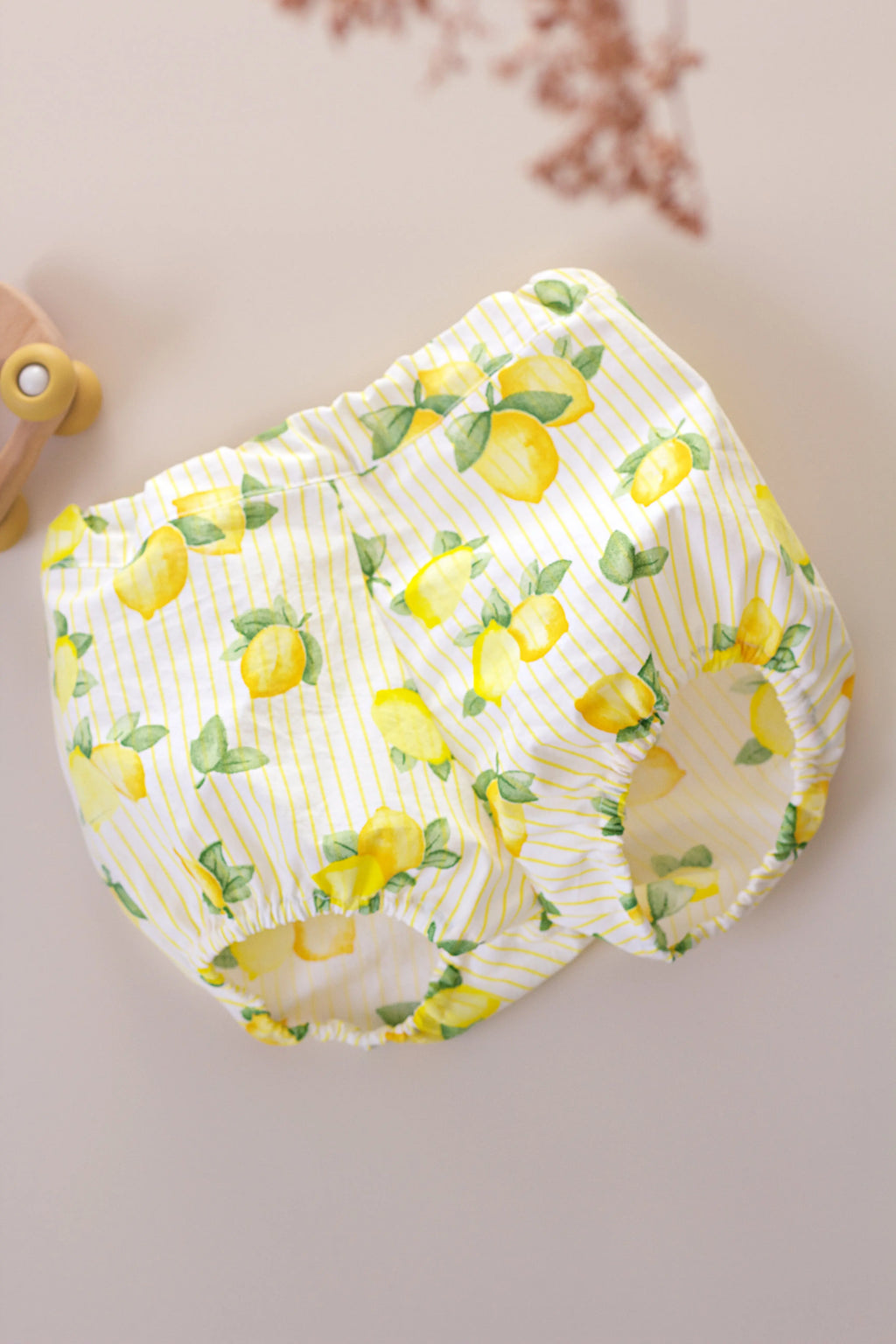 Bloomer bébé popeline citron coton bio 6/12 mois fait main - Passionly Couture
