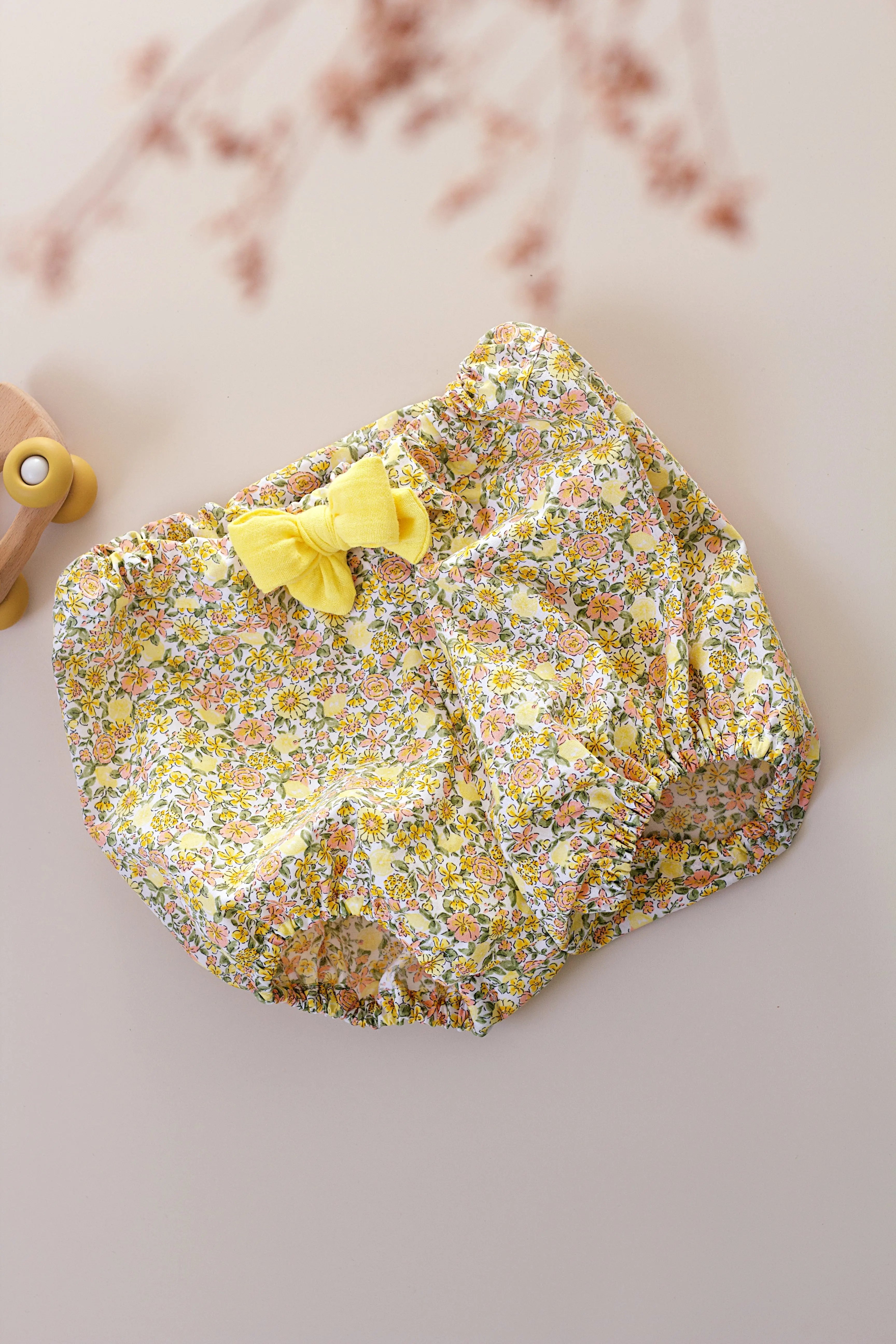 Bloomer bébé popeline fleuri coton bio 3/6 mois fait main France - Passionly Couture