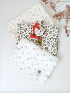 Collection langes bébé double gaze coton bio motifs lapin fleuri et vert olive - Passionly Couture