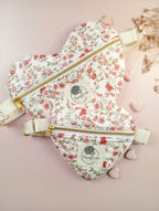 Passionly Couture - Besace Coeur - Tulipe  Popeline 100%coton Bio coloris Ivoire imprimé fleuri Vintage - Vue de face - duo Matchy-Matchy