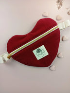 besace coeur velours milleraie bordeaux 100% coton biologique vue de face - Passionly Couture 