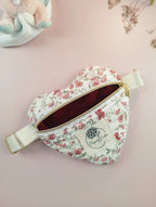 Passionly Couture - Mini Besace Coeur - Tulipe en Popeline 100%coton Bio coloris Ivoire imprimé fleuri Vintage - Vue de l'intérieur
