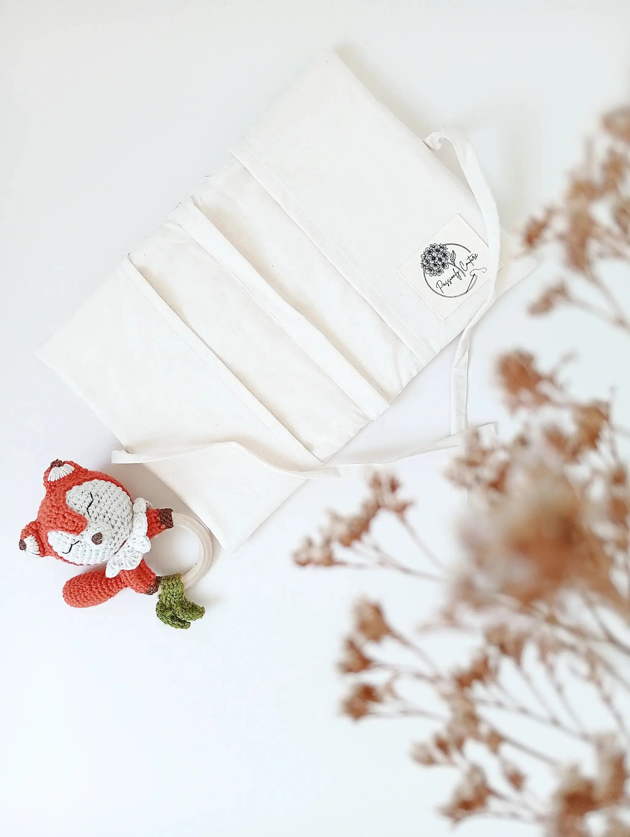 Protège carnet de santé bébé fleuri ouvert coton bio - Passionly Couture