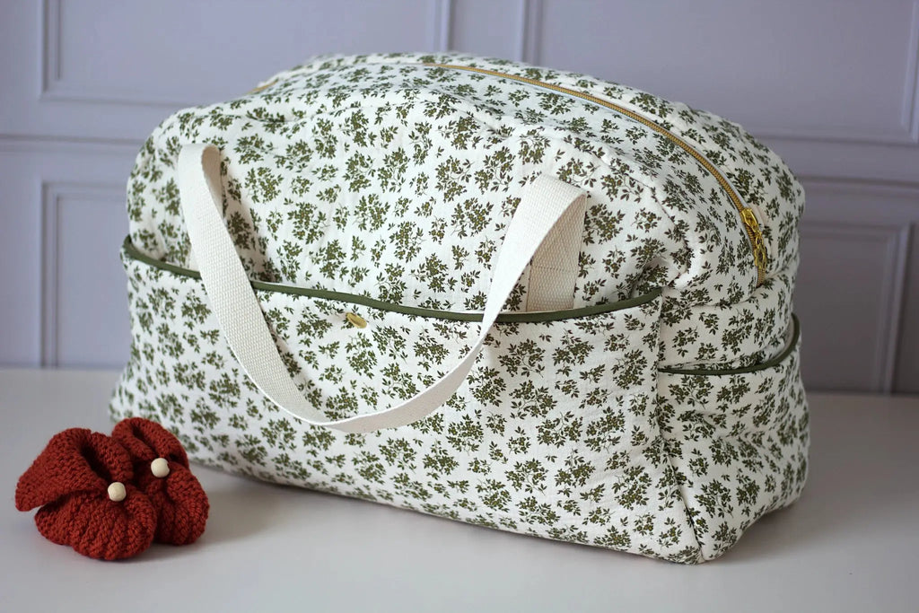 Sac à langer vert olive de dos - Passionly Couture
