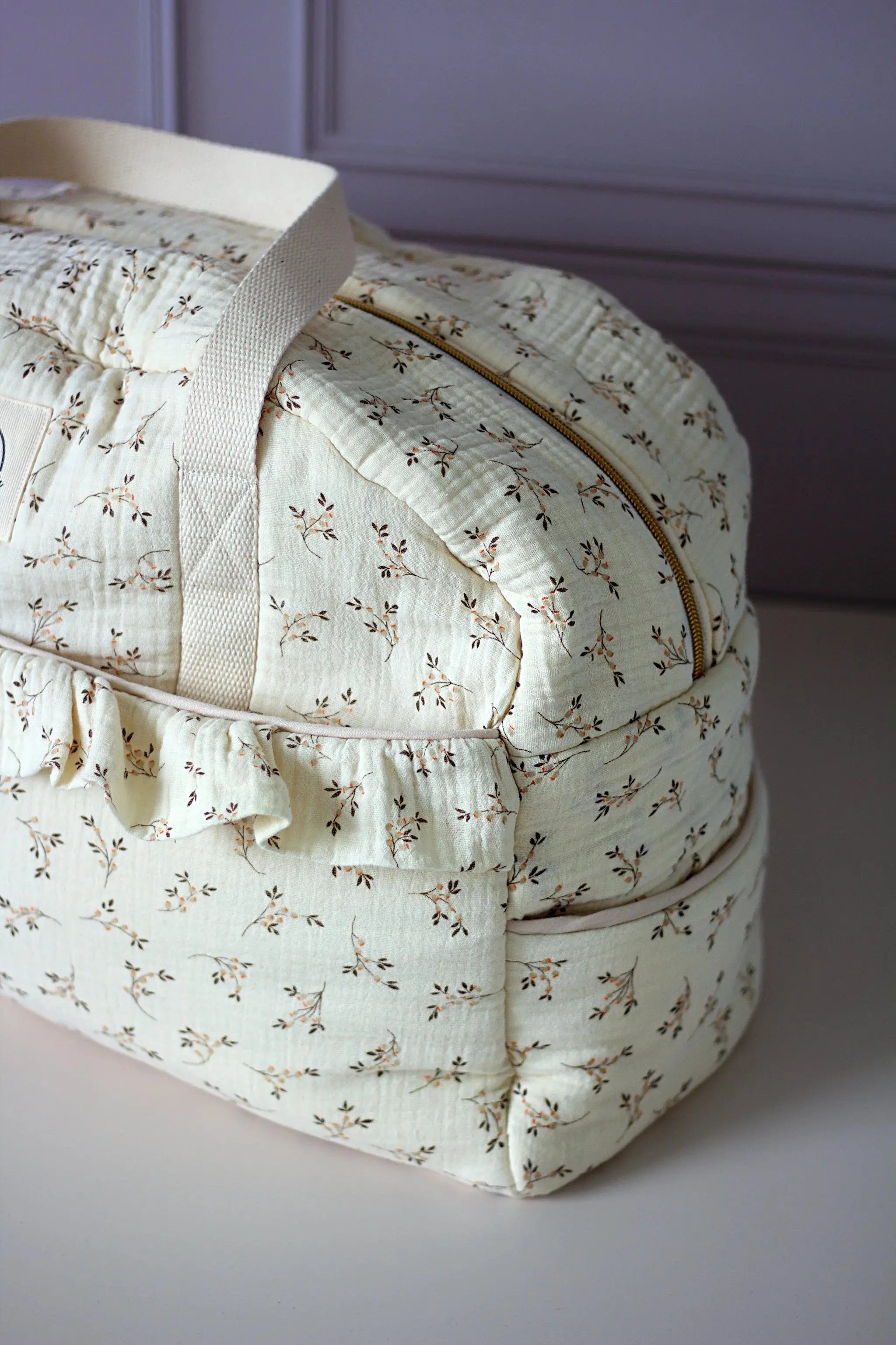 Sac à langer fleuri - côté - Passionly couture