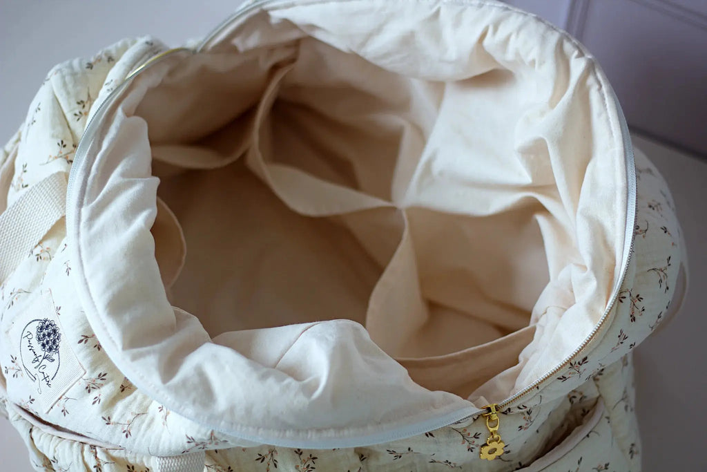 Sac à langer fleuri ouvert - Passionly Couture